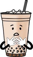 Panic bubble tea emoticon vector
