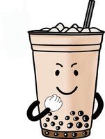 Fighting bubble tea emoticon vector