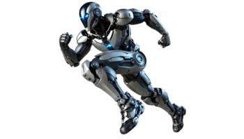 futuristic humanoid robot running with advanced cybernetic design png
