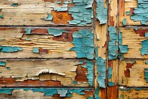 Peeling Paint on Wooden Surface with Rustic Texture photo