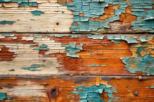 Peeling Paint on Wooden Surface with Rustic Texture background photo