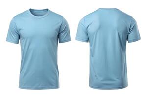 Light Blue T-Shirt Front and Back View for Apparel Mockups. photo
