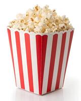 Striped Popcorn Box on White Background photo