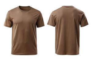 Brown T-Shirt Front and Back View for Apparel Mockups photo