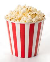 Popcorn Container with Red and White Stripes on White photo
