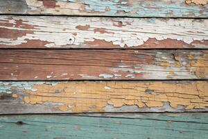 Classic Peeling Paint on Wooden Surface with Rustic Texture photo