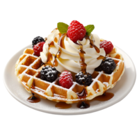 Chocolate Waffles with Ice Cream and Berries png