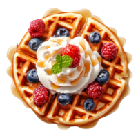 Waffles with Fresh Berries and Syrup Drizzle png