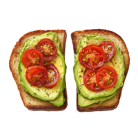 Two Slices of Avocado Toast with Tomato Slices png