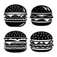 set of hamburger, set of illustration of hamburger, set of fast food icons, fast food set vector