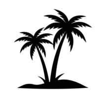 A Palm tree silhouette isolated on a white background, Tropical palm tree black clipart. Palm tree vector
