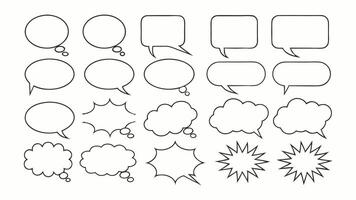 Set of comic speech bubbles with various designs for communication and dialogue vector