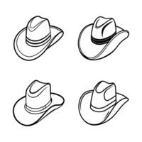 set of cowboy hats, set of hats, collection of hats illustration vector
