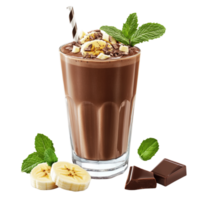 Refreshing Chocolate Banana Smoothie with Mint and Nuts png
