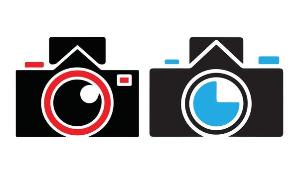 Two Simple Camera Icons with Different Shutter Settings vector