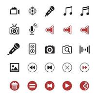 Flat Icons Representing Multimedia and Audiovisual Tools vector