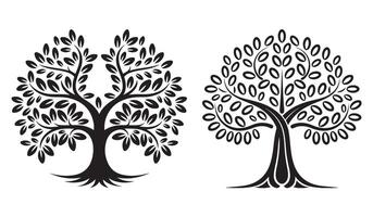 Elegant Black and White Tree Silhouettes for Design Elements vector