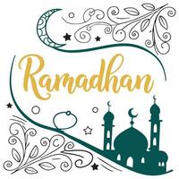 Elegant Ramadan greeting with mosque design. vector