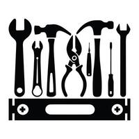 Set of Essential Hand Tools in a Tool Kit vector