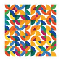 Vibrant Geometric Abstract Seamless Pattern with Curved Shapes vector