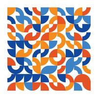 Colorful Geometric Pattern with Blue and Orange Semi-Circles in a Grid vector