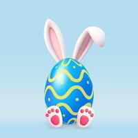 3d easter eggs with bunny ears vector
