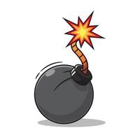 Bomb cartoon with flat illustration icon, mascot, symbol isolated on white background with flat style concept vector