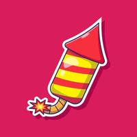 Firecracker rocket icon mascot symbol cartoon illustration . Flat design concept of firework rocket vector