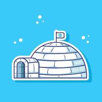 Flat cartoon of eskimo ice house illustration for winter element isolated on blue background vector