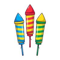 a set firecracker rocket with some shapes inside cartoon illustration isolated on white background vector