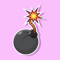 Draw bomb cartoon illustration icon or symbol suitable for banner element, web, computer or digital app vector