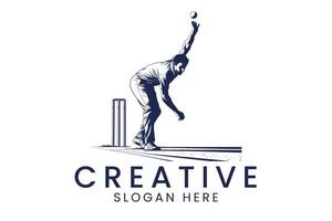 Cricket Player Bowling Action Dynamic Pose Sports game ball blue team match vector