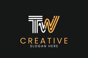 Modern Abstract TW Logo Design Minimalist Branding art icon wave gold style vector