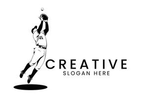 Dynamic Baseball Player Catching Ball Action Shot man jump game team fast logo vector