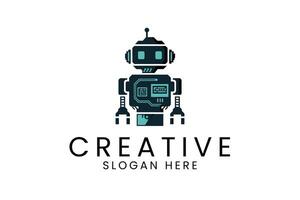 Modern Robot Logo Design Tech Icon Graphic data dark teal blue clean gadget vector