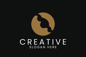 Abstract Gold Circle Logo Design Modern Style art icon wave dark clean curve vector