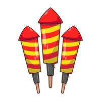 Flat cartoon of Firecracker rocket illustration icon mascot symbol isolated on white background vector
