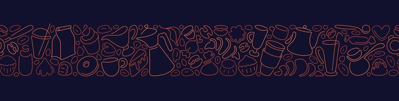 Bakery, tea and coffee pattern. Cup of cocoa, bean vector