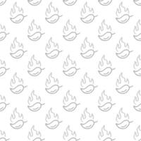 fire chilli pattern. burning chilli pepper pattern. hot chilli seamless pattern suitable for print, seasoning pack, or wrapping paper. hand drawn doodle chili. outline style chili pattern. vector