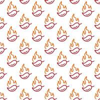 burning chilli pepper pattern. hot chilli seamless pattern suitable for print, seasoning pack, or wrapping paper. fire chilli pattern. outline style chili pattern. hand drawn doodle chili. vector