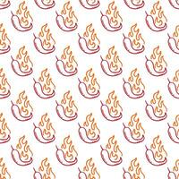 burning chilli pepper pattern. fire chilli pattern. hand drawn doodle chili. outline style chili pattern. hot chilli seamless pattern suitable for print, seasoning pack, or wrapping paper. vector
