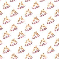 burning chilli pepper pattern. hot chilli seamless pattern suitable for print, seasoning pack, or wrapping paper. fire chilli pattern. hand drawn doodle chili. outline style chili pattern. vector