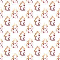 burning chilli pepper pattern. fire chilli pattern. hot chilli seamless pattern suitable for print, seasoning pack, or wrapping paper. outline style chili pattern. hand drawn doodle chili. vector
