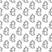 burning chilli pepper pattern. hot chilli seamless pattern suitable for print, seasoning pack, or wrapping paper. outline style chili pattern. fire chilli pattern. hand drawn doodle chili. vector