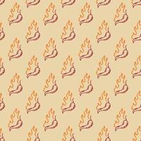 fire chilli pattern. burning chilli pepper pattern. hot chilli seamless pattern suitable for print, seasoning pack, or wrapping paper. outline style chili pattern. hand drawn doodle chili. vector