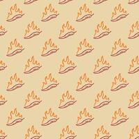 fire chilli pattern. burning chilli pepper pattern. outline style chili pattern. hot chilli seamless pattern suitable for print, seasoning pack, or wrapping paper. hand drawn doodle chili. vector
