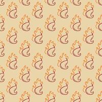fire chilli pattern. burning chilli pepper pattern. hand drawn doodle chili. hot chilli seamless pattern suitable for print, seasoning pack, or wrapping paper. outline style chili pattern. vector