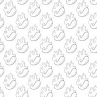 burning chilli pepper pattern. outline style chili pattern. hot chilli seamless pattern suitable for print, seasoning pack, or wrapping paper. hand drawn doodle chili. fire chilli pattern. vector