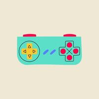 Vintage game joystick illustration, flat line style. Hand drawn graphic old technology element. vector