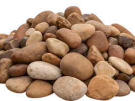 Pile of smooth river rocks in various shades of brown and tan creating a natural texture backdrop png